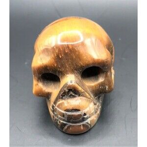 Tiger Eye Skull Carving